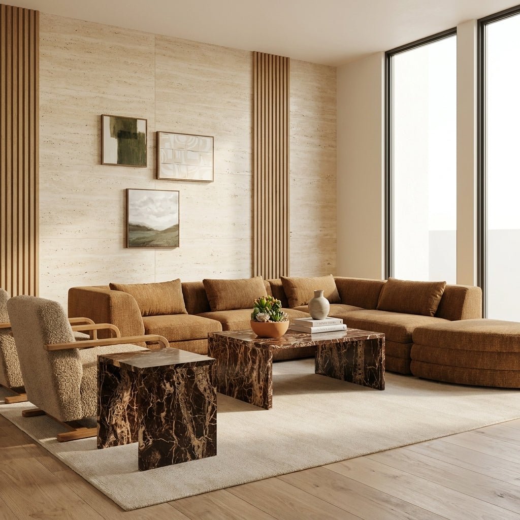 Riomaggiore Coffee Table & Accent Table (Rosso Levanto Color) - Altera