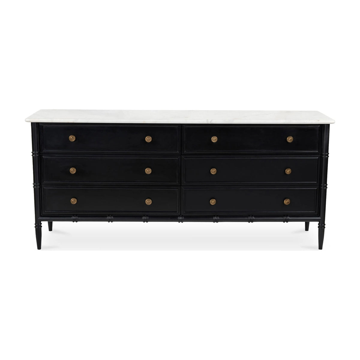 Eastport 6 Drawer Dresser in Black, banswara marble, 75" × 20"
