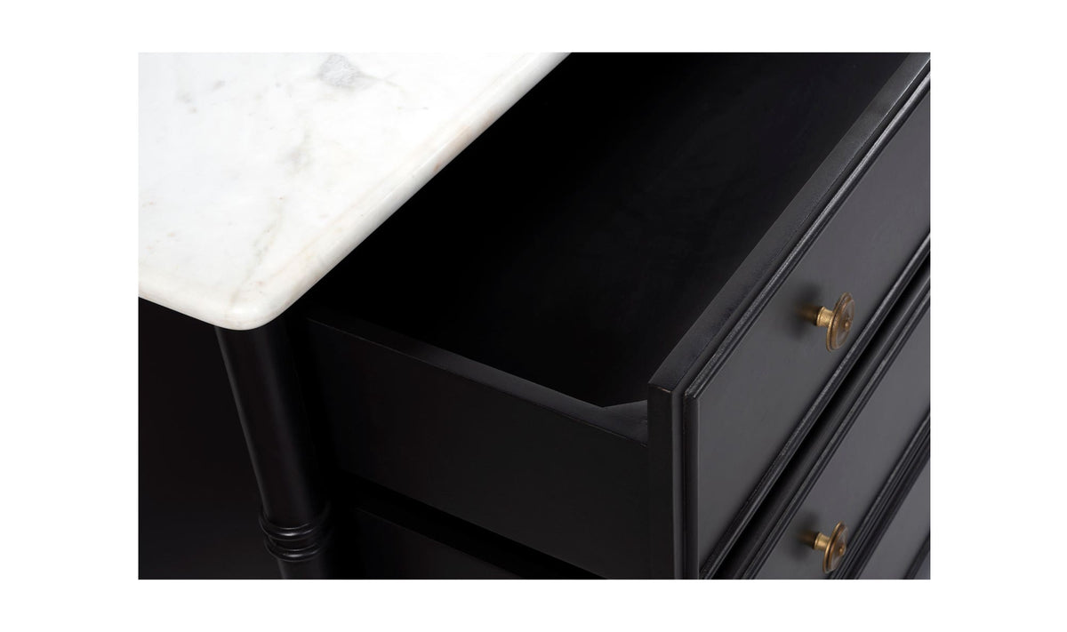 Eastport 6 Drawer Dresser in Black, banswara marble detail, view 2