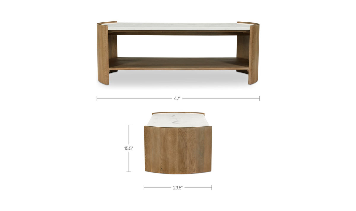 Fermoy Coffee Table in White — dimensions diagram, 47" × 23½"
