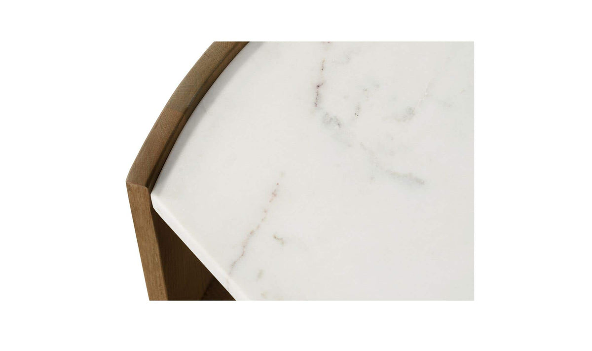 Fermoy Coffee Table in White — white banswara marble detail