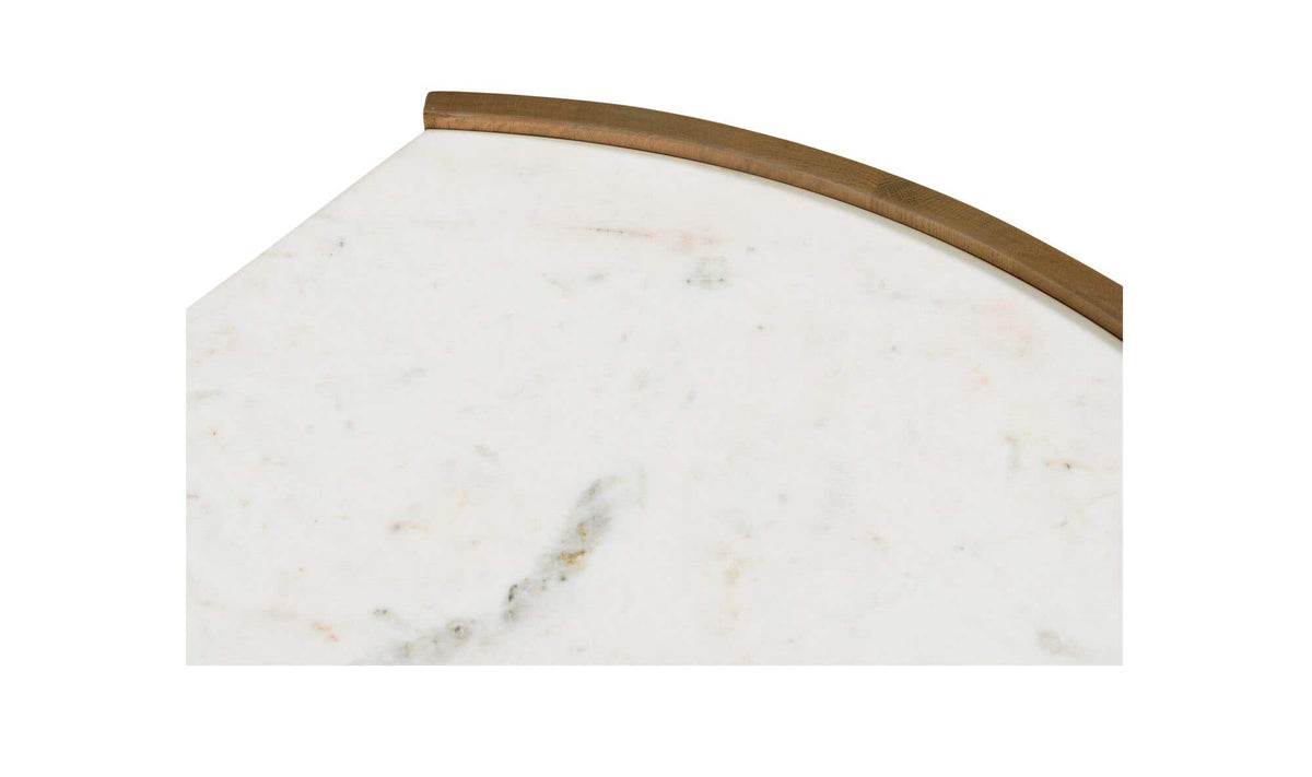 Fermoy Coffee Table in White — white banswara marble detail