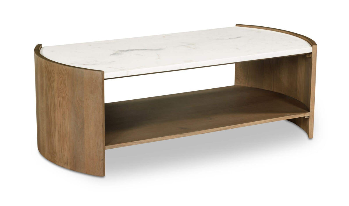 Fermoy Coffee Table in White — white banswara marble detail
