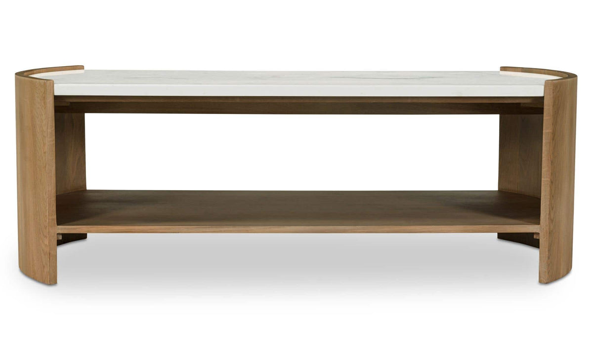 Fermoy Coffee Table in White — white banswara marble, 47" × 23½"
