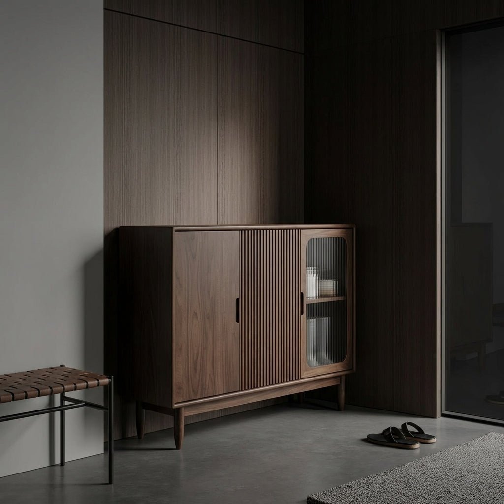 SC03 Ash Wood Shoe Cabinet, Walnut Finish - Altera
