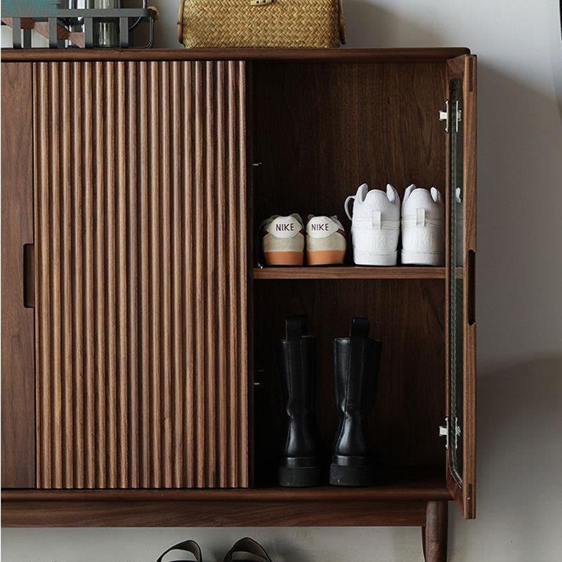 SC03 Ash Wood Shoe Cabinet, Walnut Finish - Altera