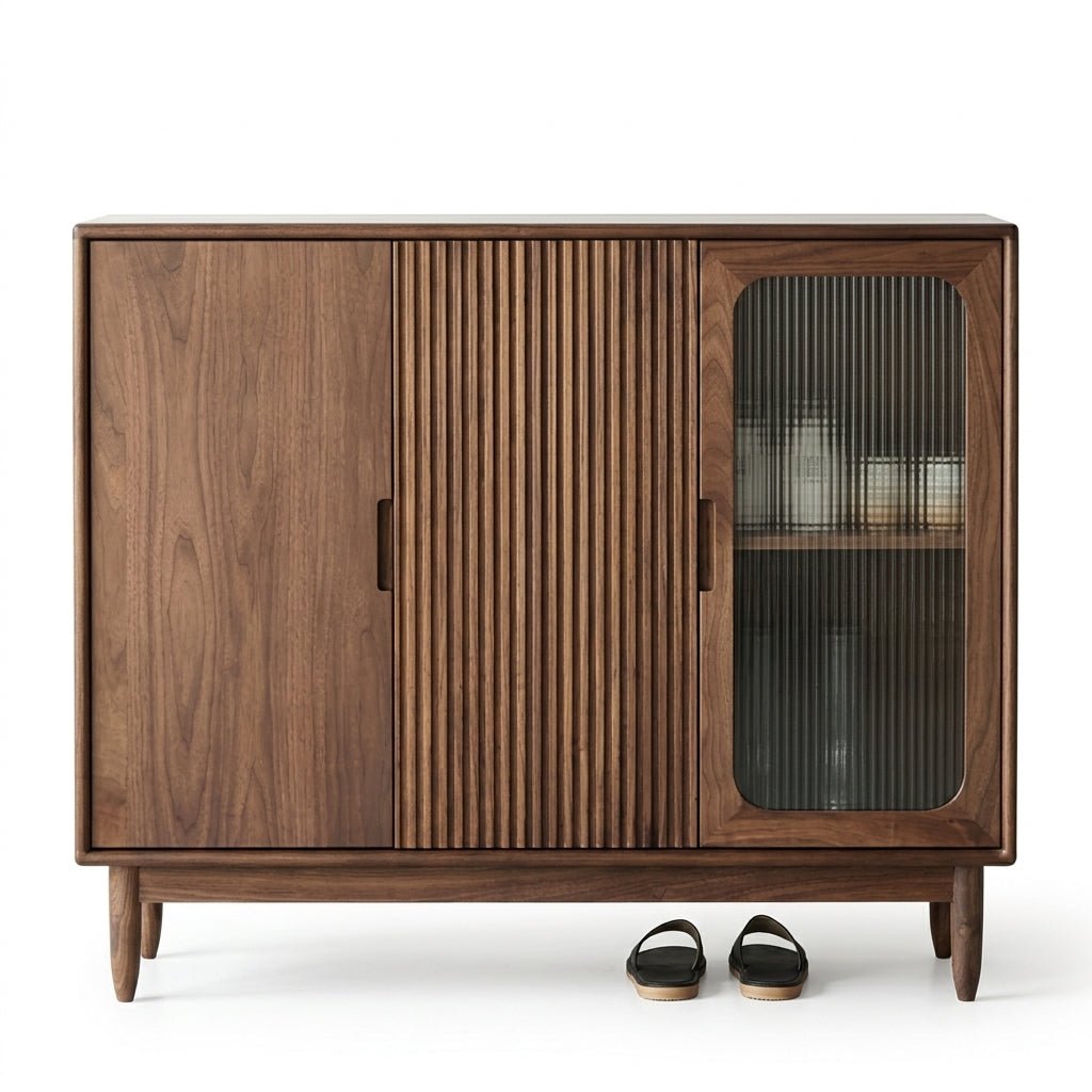 SC03 Ash Wood Shoe Cabinet, Walnut Finish - Altera