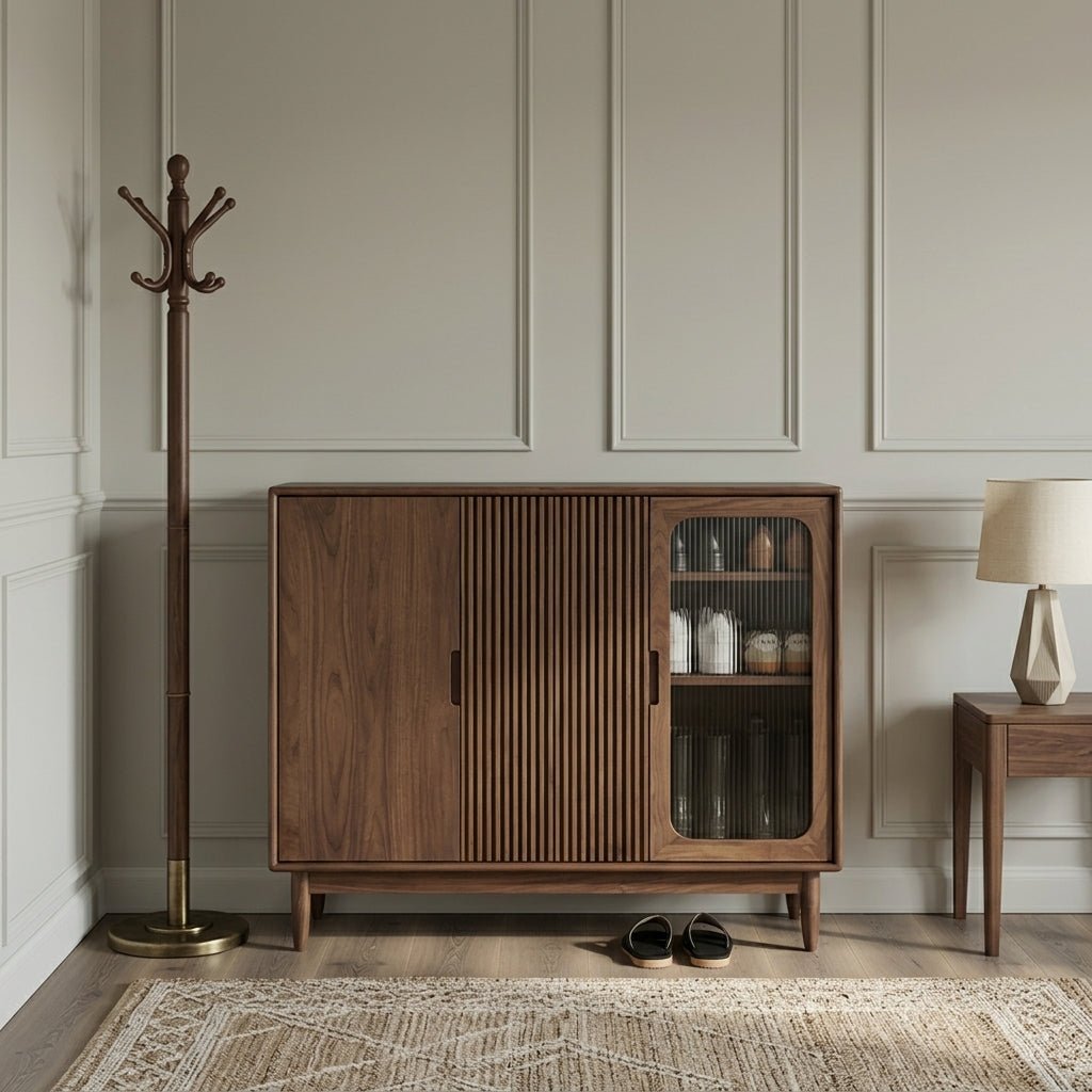 SC03 Ash Wood Shoe Cabinet, Walnut Finish - Altera