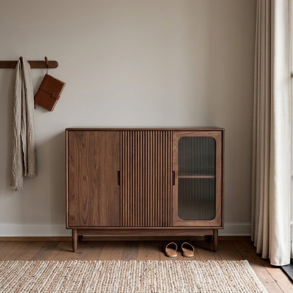 SC03 Ash Wood Shoe Cabinet, Walnut Finish - Altera