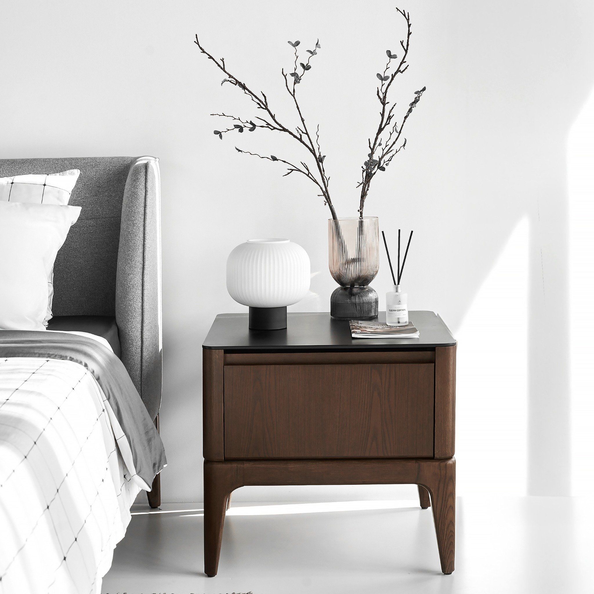 Scarlet Modern Ash Wood Nightstand - Altera
