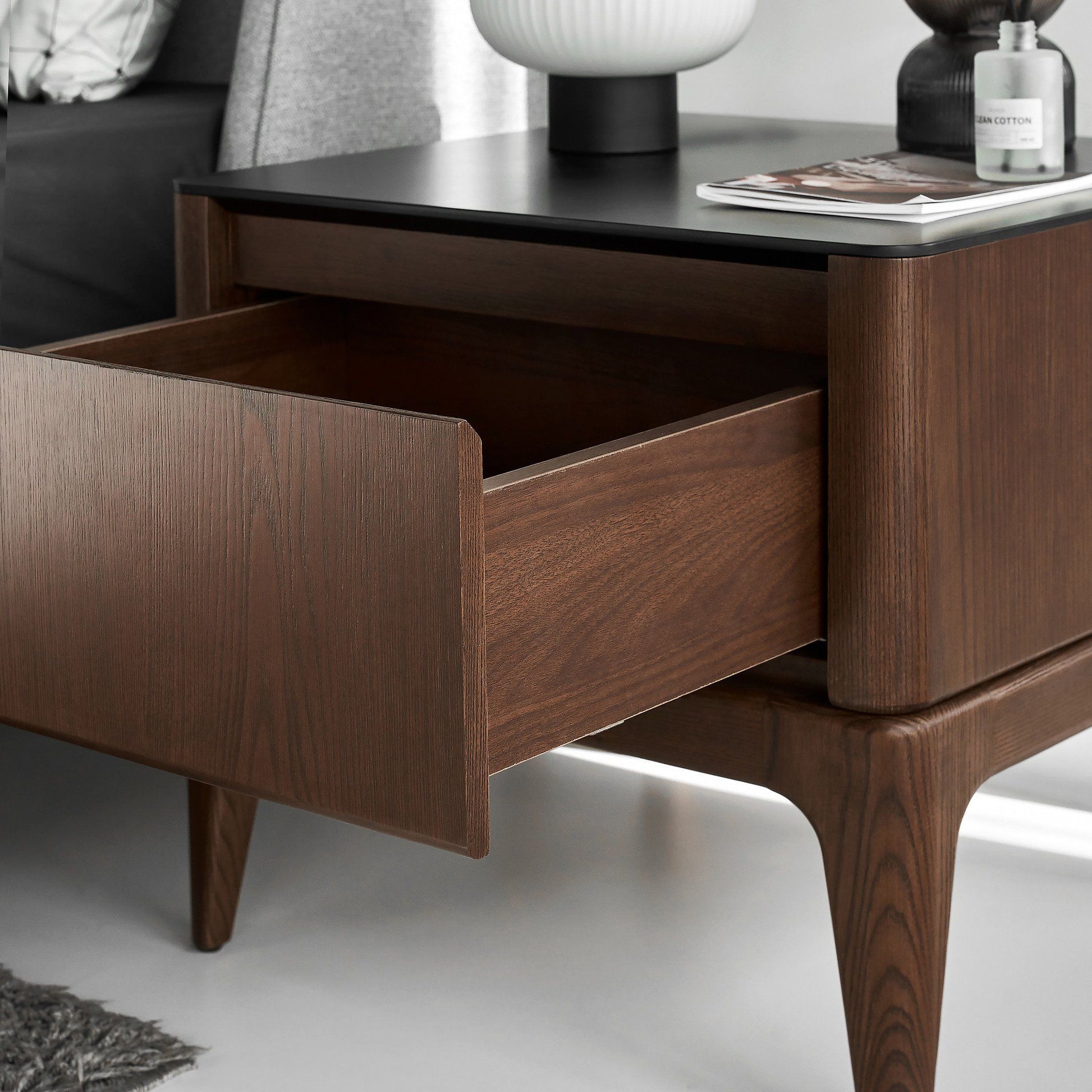 Scarlet Modern Ash Wood Nightstand - Altera