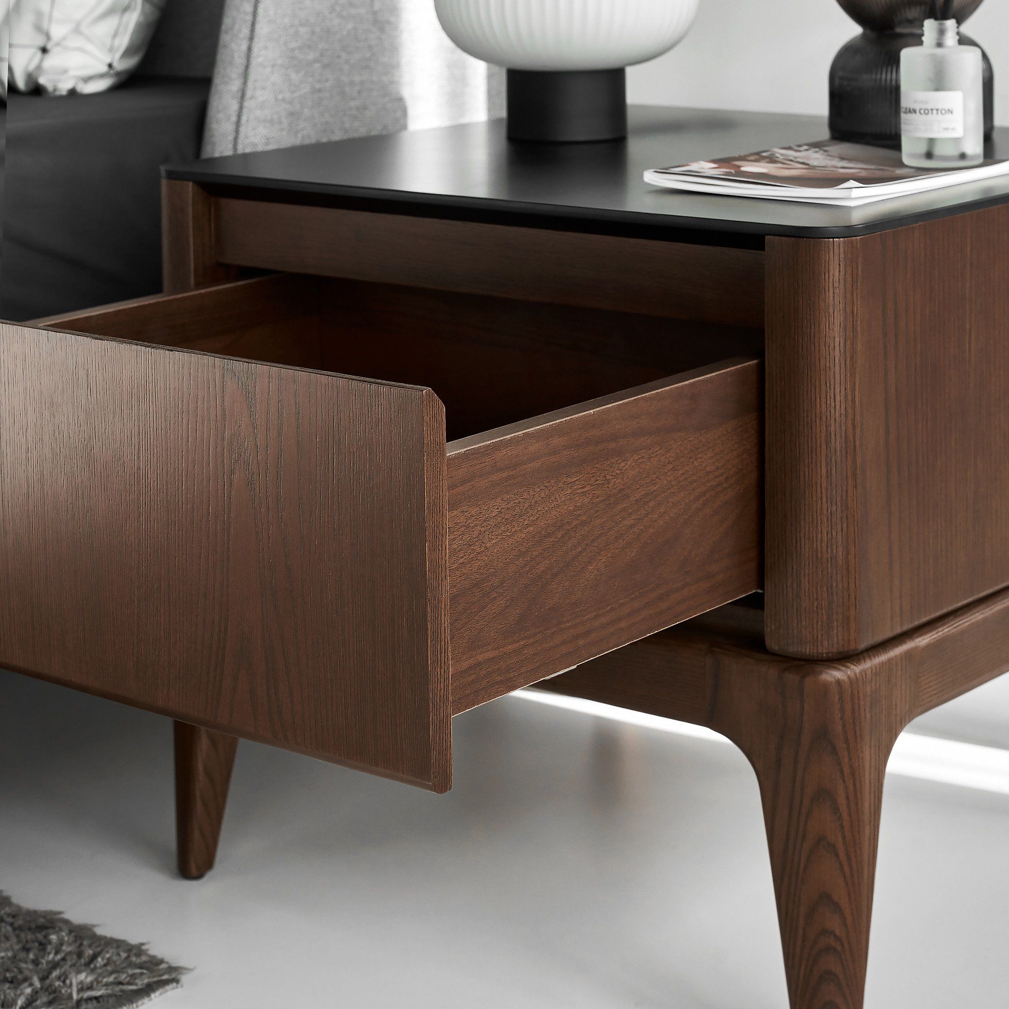 Scarlet Modern Ash Wood Nightstand - Altera
