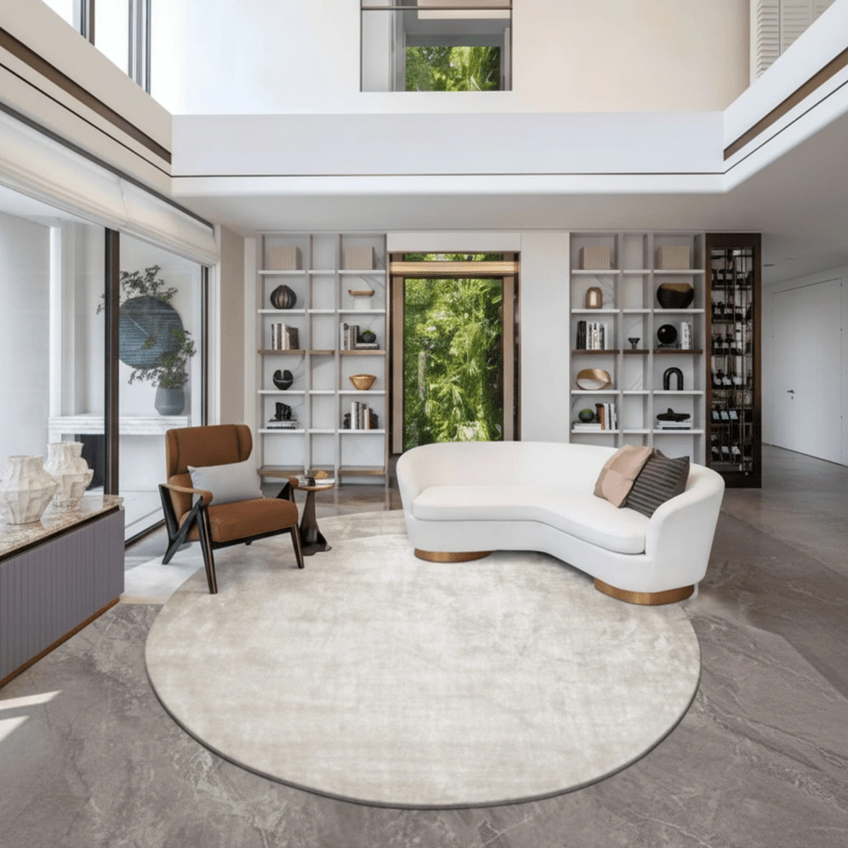 Serene Circle Bamboo Silk Area Rug - Altera