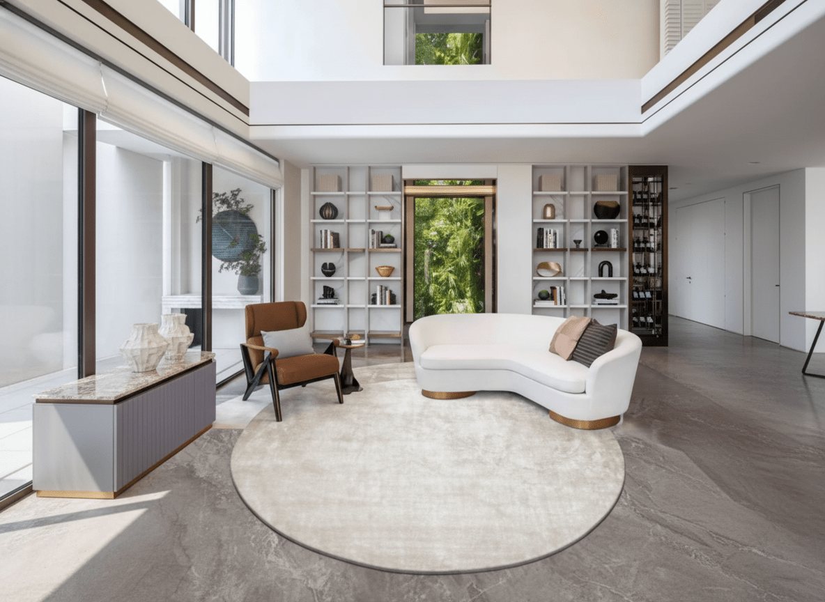 Serene Circle Bamboo Silk Area Rug - Altera