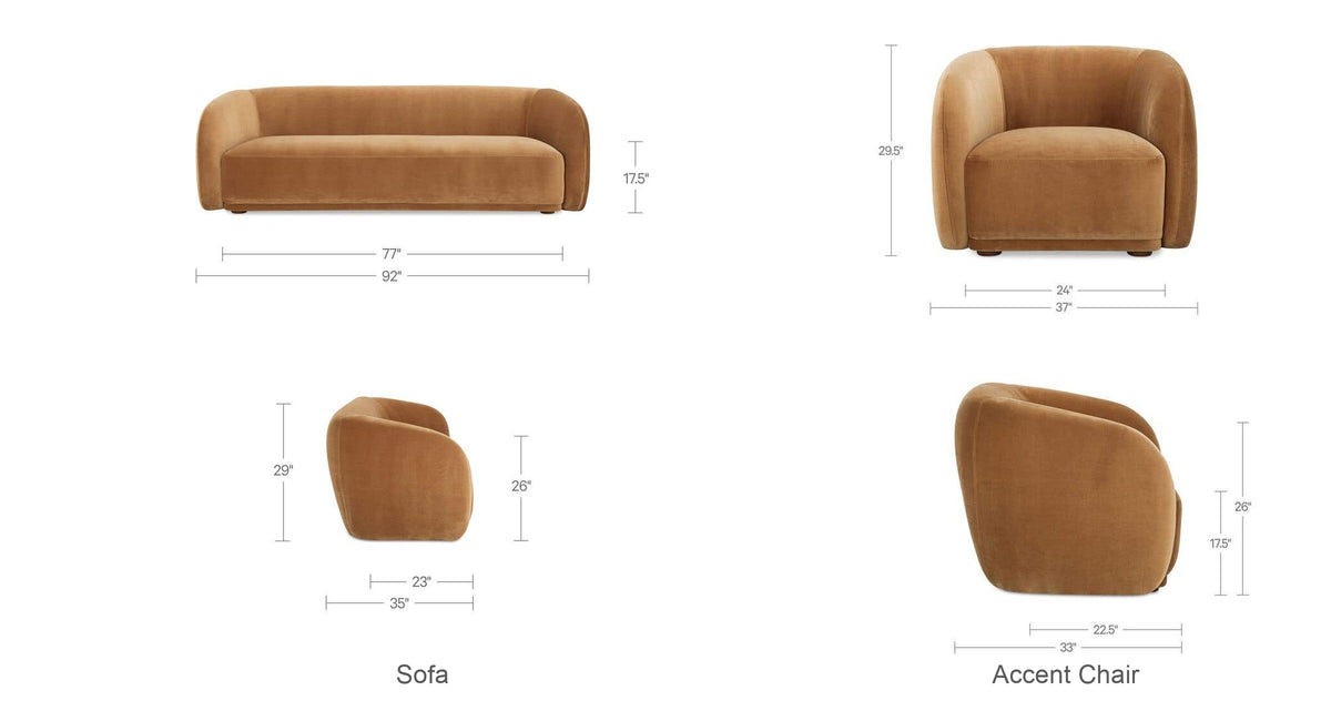 Sofa + 1 Accent Chair dimensions