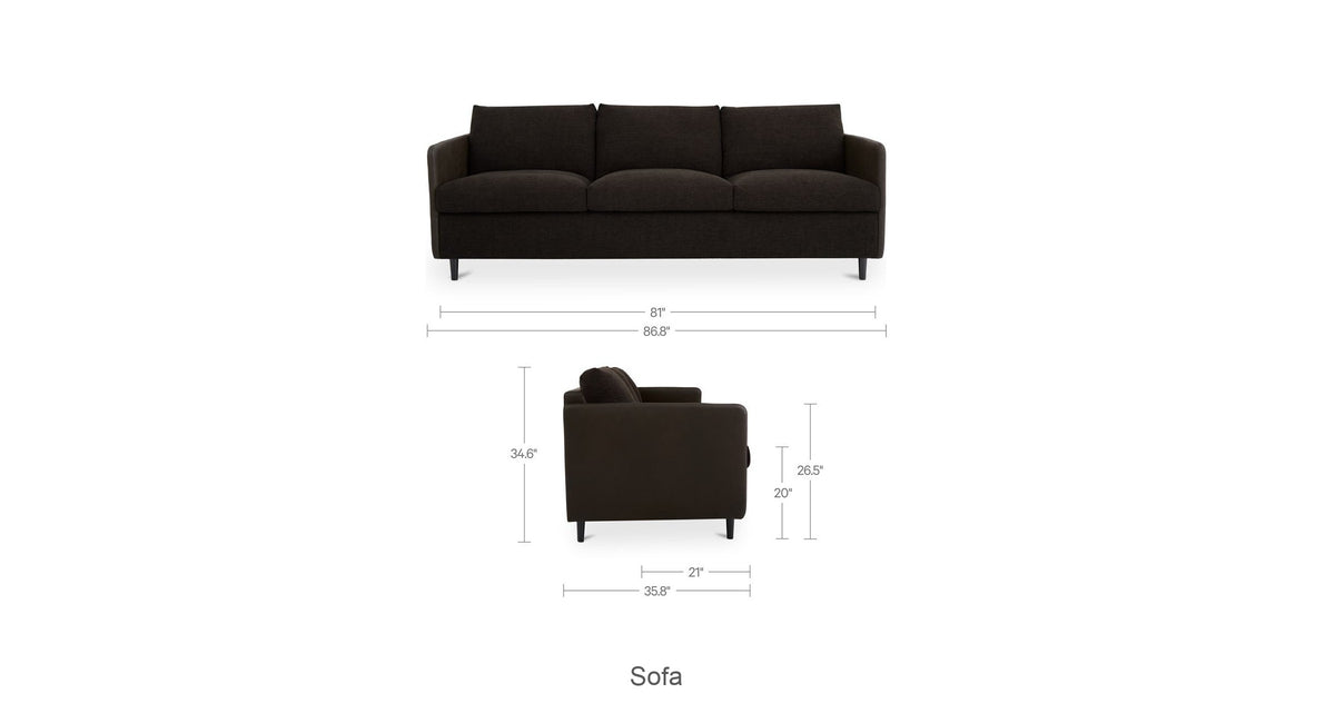 Warm Black / Sofa Only dimensions