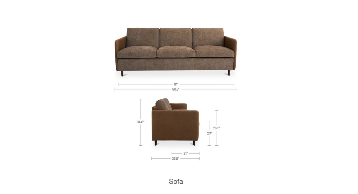 Brown / Sofa Only dimensions