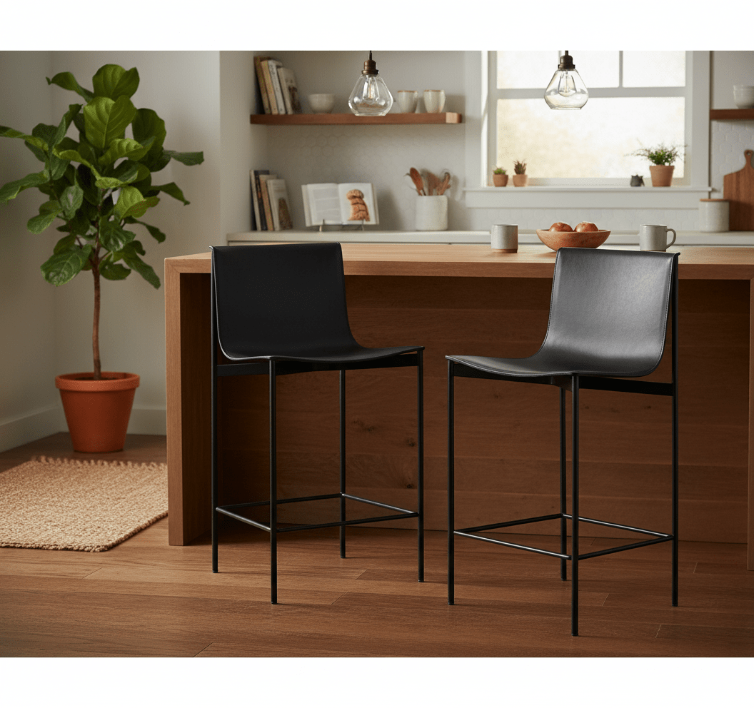 Set of Two Alto Modern High - Back Bar Stools - Altera