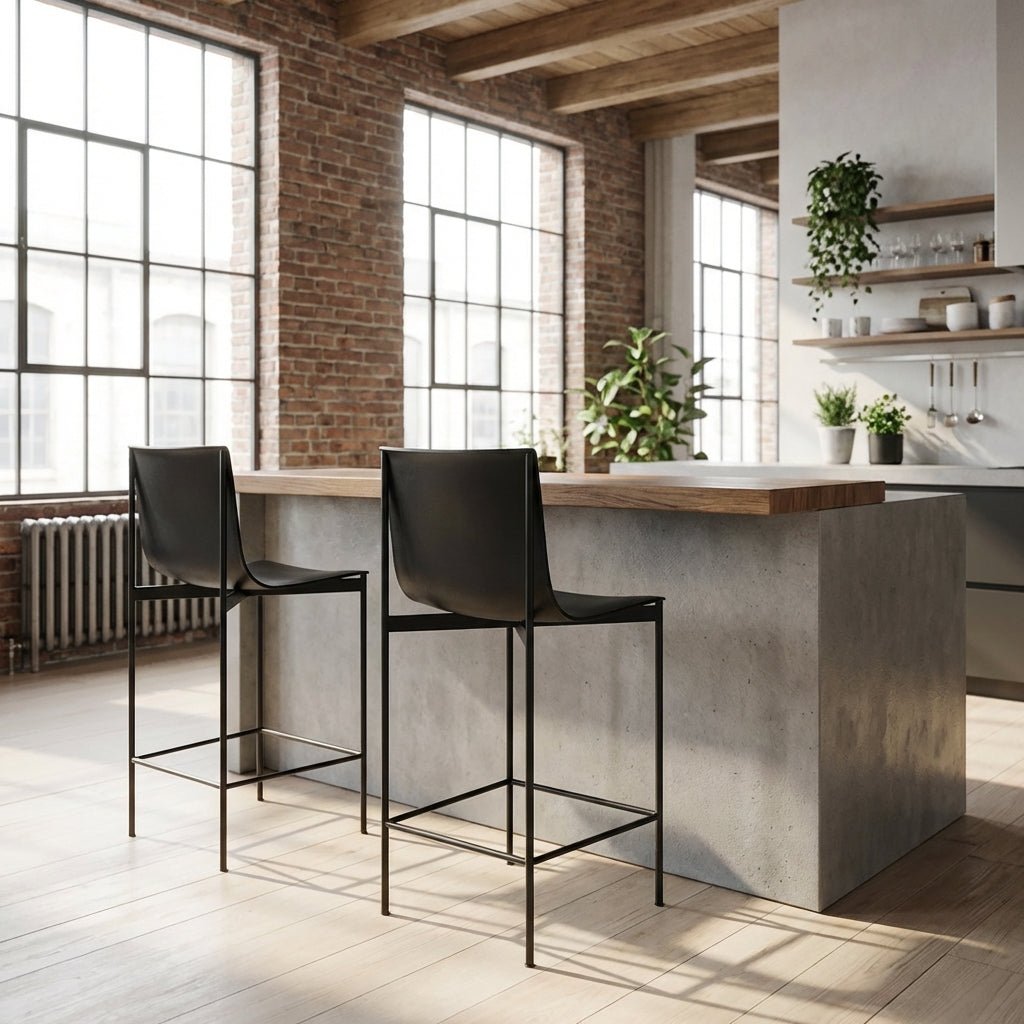 Set of Two Alto Modern High - Back Bar Stools - Altera