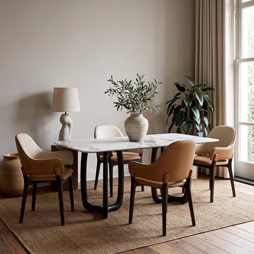 Smoky Black Ash Wood Dining Set with 4 or 6 Chairs - Altera