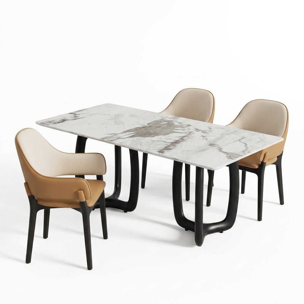 Smoky Black Ash Wood Dining Set with 4 or 6 Chairs - Altera