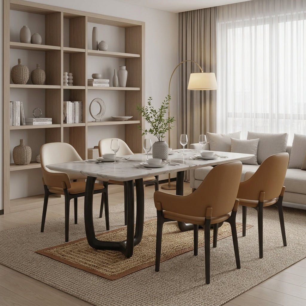 Smoky Black Ash Wood Dining Set with 4 or 6 Chairs - Altera