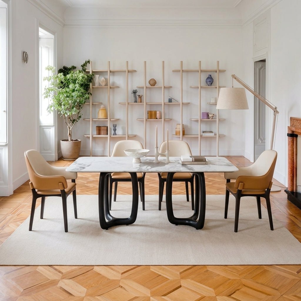 Smoky Black Ash Wood Dining Set with 4 or 6 Chairs - Altera