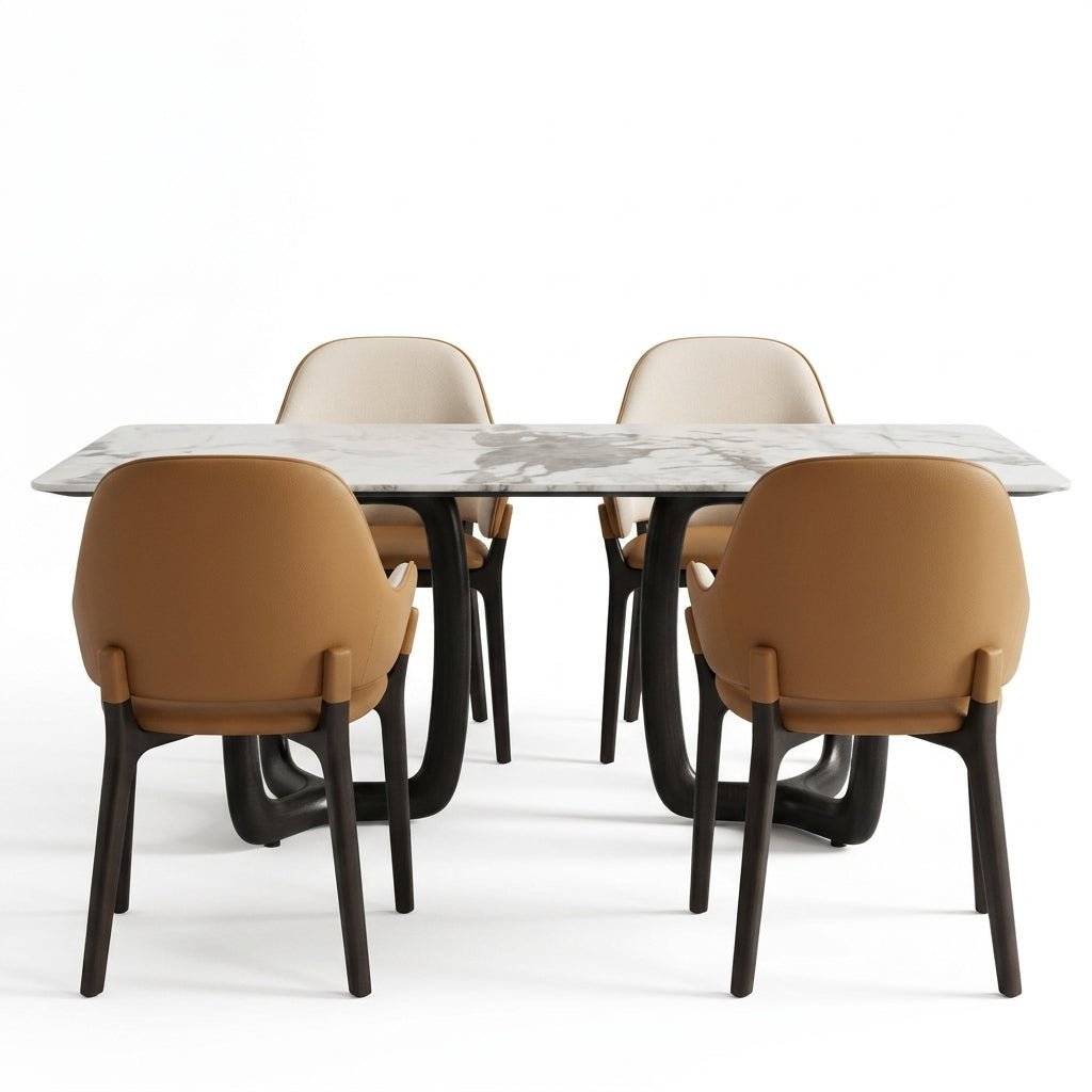 Smoky Black Ash Wood Dining Set with 4 or 6 Chairs - Altera