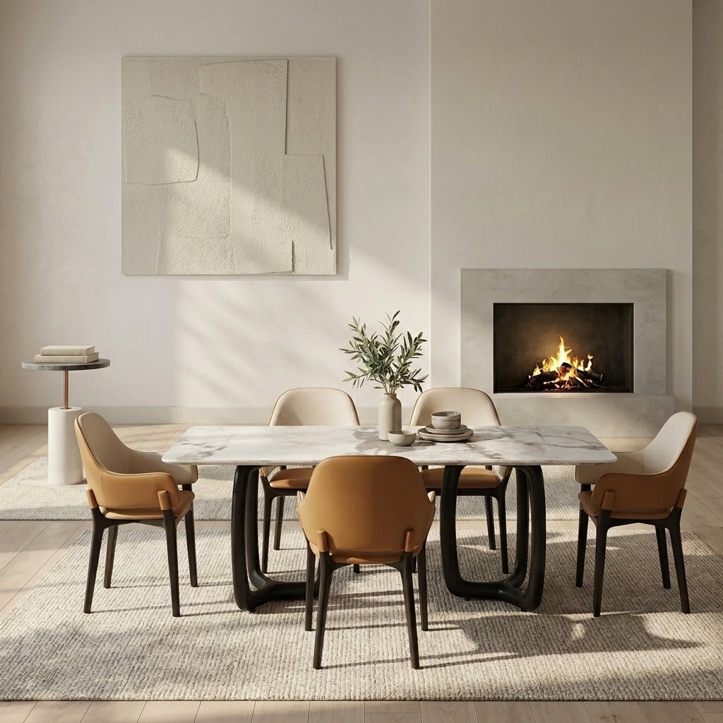 Smoky Black Ash Wood Dining Set with 4 or 6 Chairs - Altera