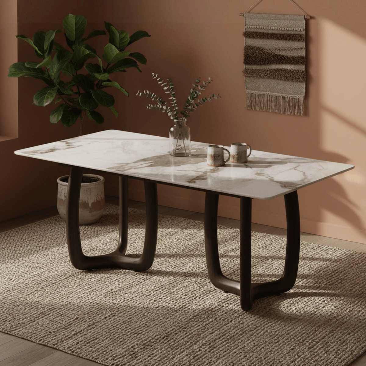 Smoky Black Ash Wood Dining Table - Altera