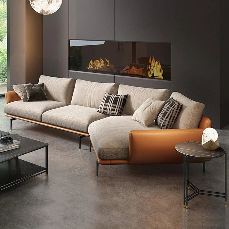 Premium L30 Curved Leather Sectional Sofa with Durable Steel Legs