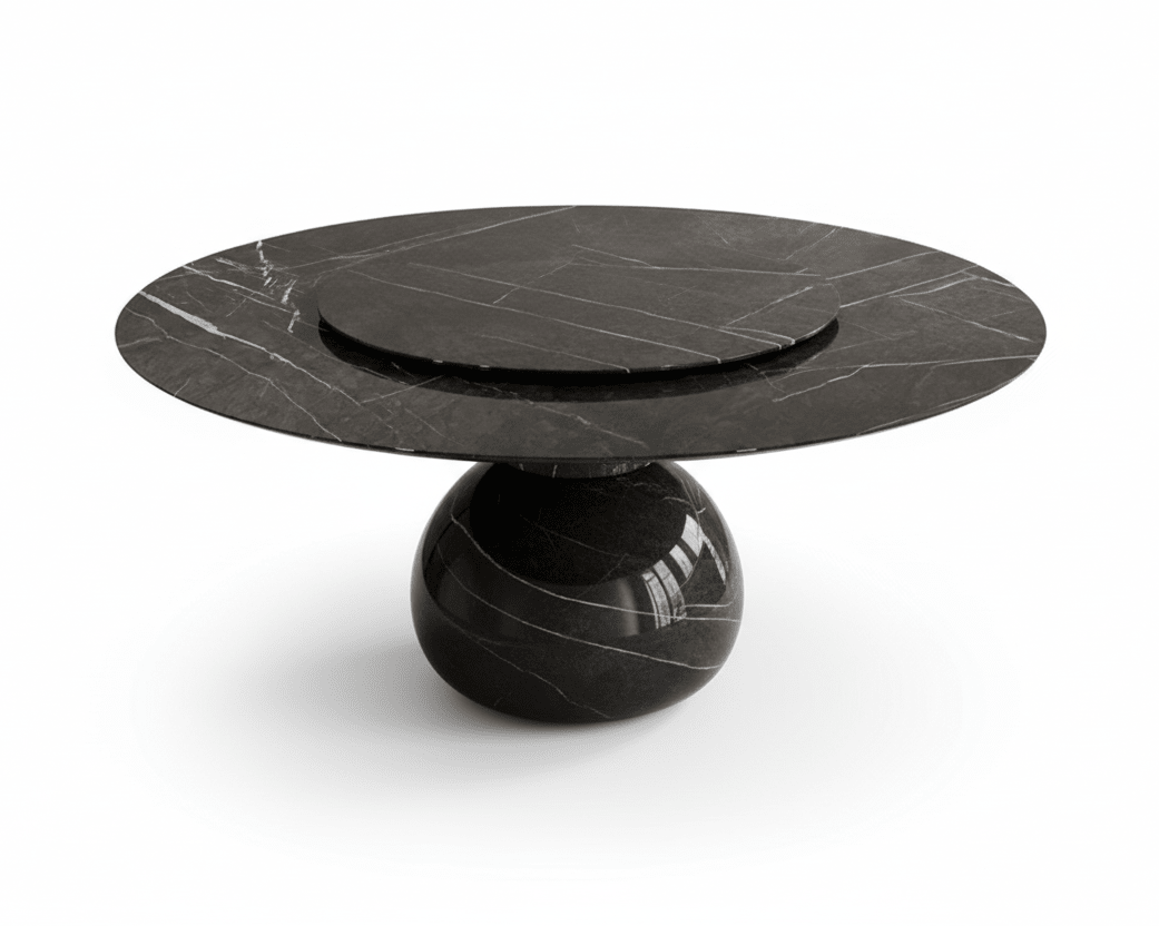Solaris Round Marble Dining Table with lazy Susan - Altera
