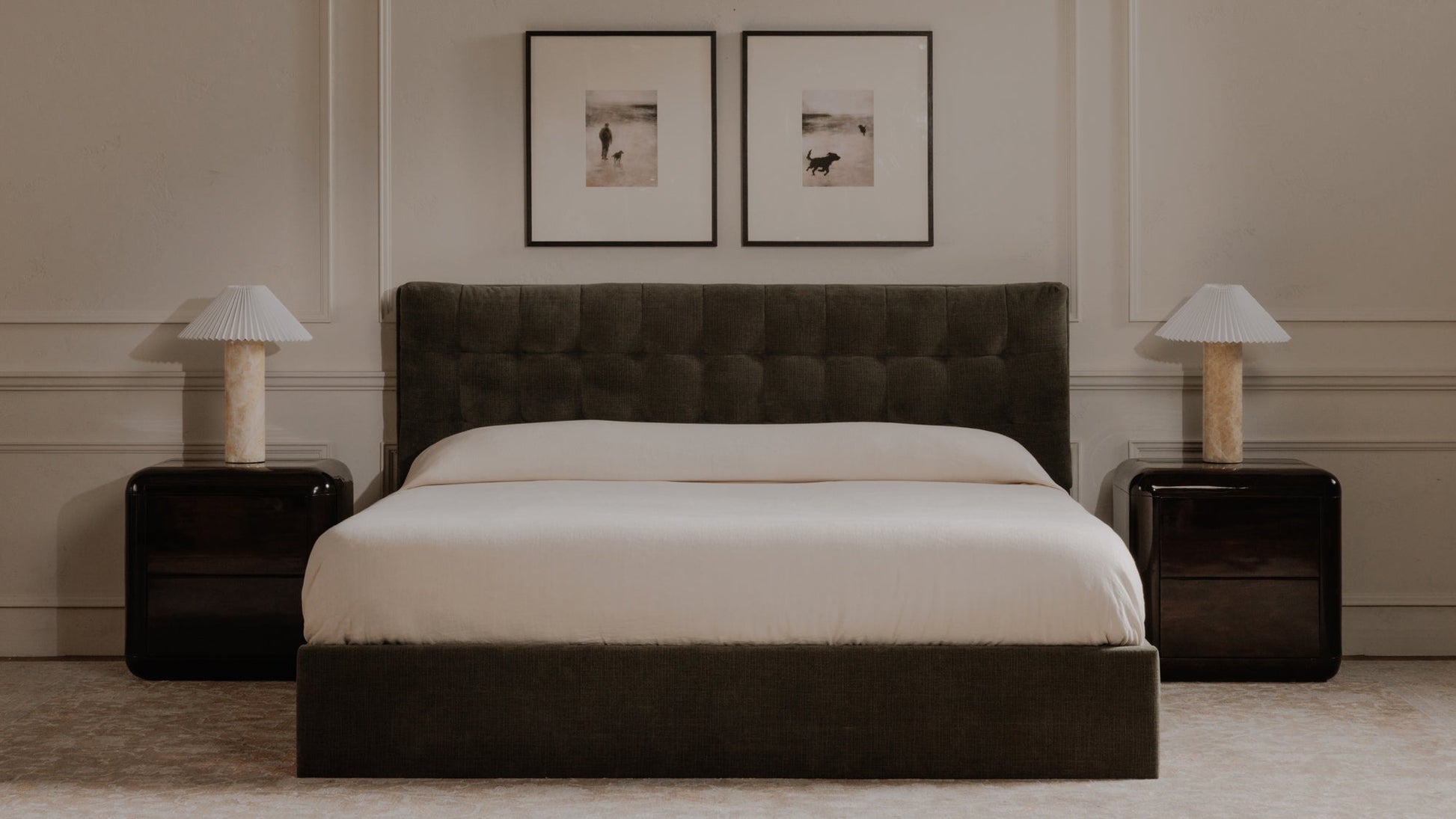 Dim Gray Sovereign Storage Bed Green / Queen / 0 Nightstands,Green / Queen / 1 Nightstand,Green / Queen / 2 Nightstands,Green / King / 0 Nightstands,Green / King / 1 Nightstand,Green / King / 2 Nightstands,Cream / Queen / 0 Nightstands,Cream / Queen / 1 Nightstand,Cream / Queen / 2 Nightstands,Cream / King / 0 Nightstands,Cream / King / 1 Nightstand,Cream / King / 2 Nightstands