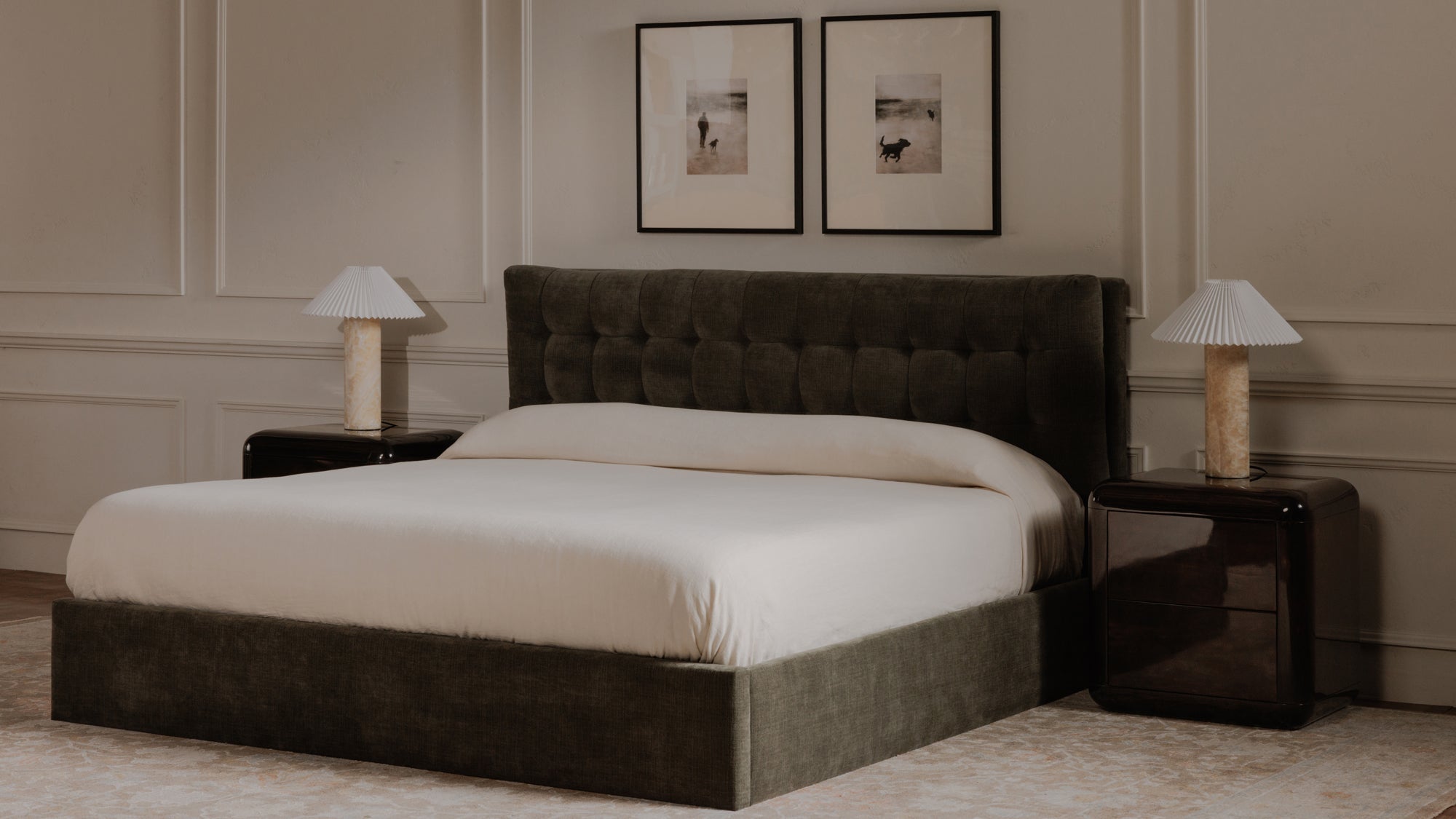 Dim Gray Sovereign Storage Bed Green / Queen / 0 Nightstands,Green / Queen / 1 Nightstand,Green / Queen / 2 Nightstands,Green / King / 0 Nightstands,Green / King / 1 Nightstand,Green / King / 2 Nightstands,Cream / Queen / 0 Nightstands,Cream / Queen / 1 Nightstand,Cream / Queen / 2 Nightstands,Cream / King / 0 Nightstands,Cream / King / 1 Nightstand,Cream / King / 2 Nightstands