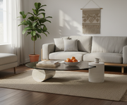 Water Ripple Glass Coffee Table with Stone Base