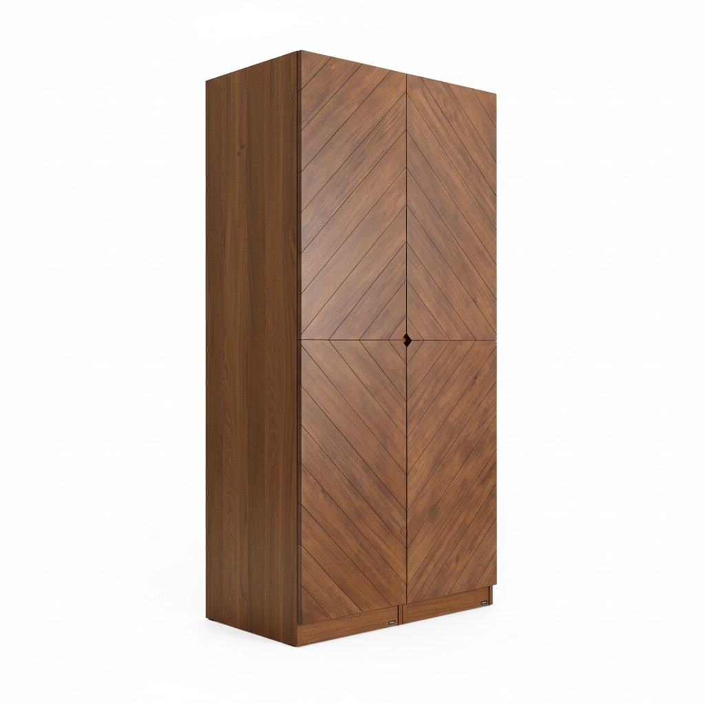 Hobro 301 Two-Door Wooden Wardrobe with Geometric Veneer