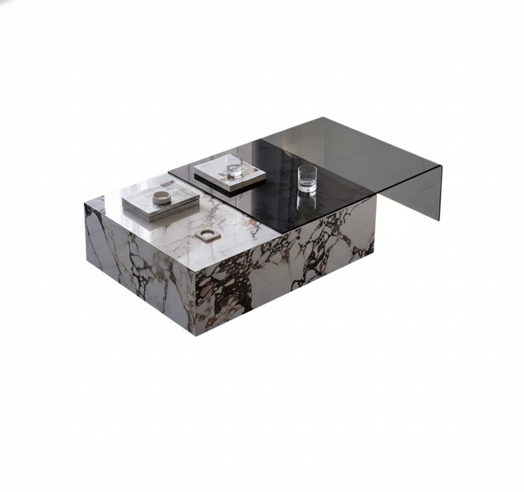 Rimini Dual-Surface Marble and Glass Table