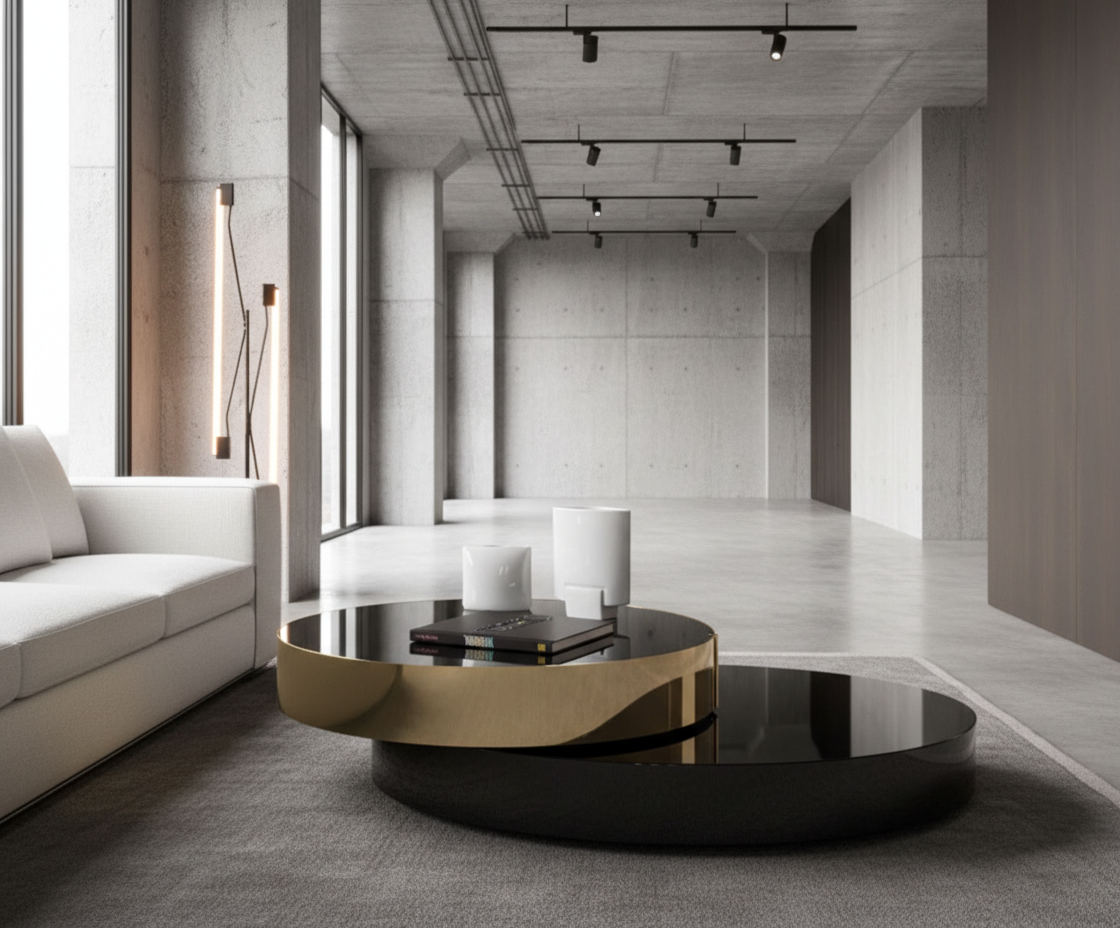 Eclipse Gold and Black Layered Coffee Table