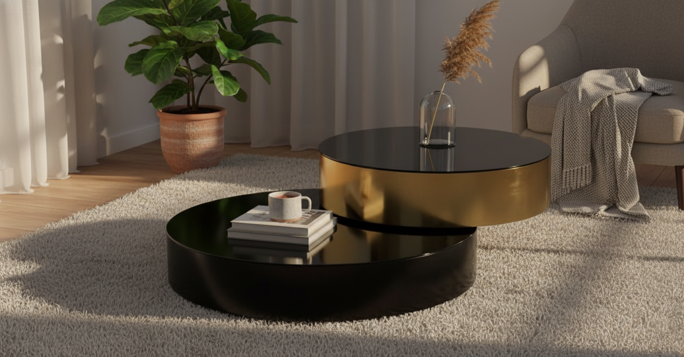 Eclipse Gold and Black Layered Coffee Table