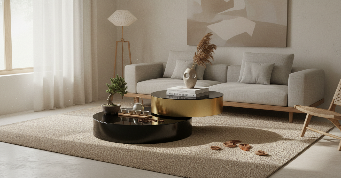 Eclipse Gold and Black Layered Coffee Table