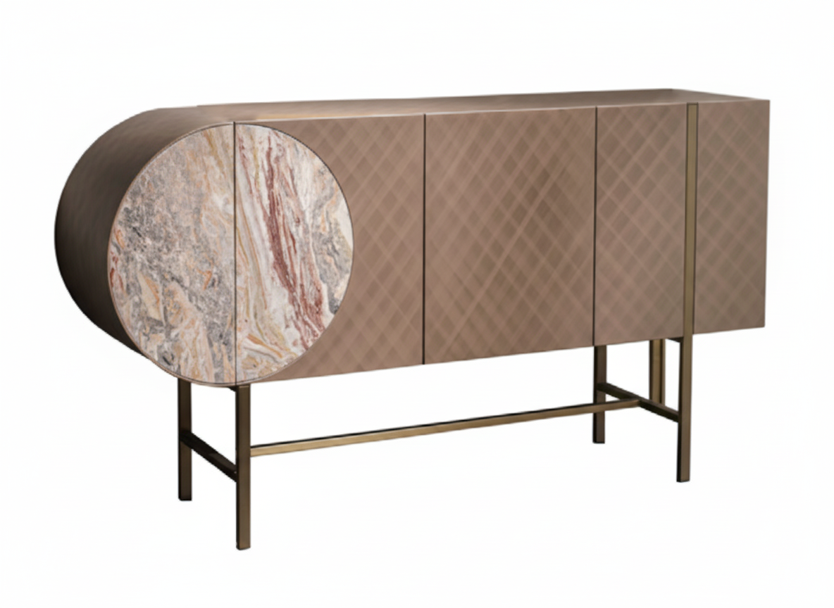 Art Deco Metallic Sideboard with Stainless Steel Base
