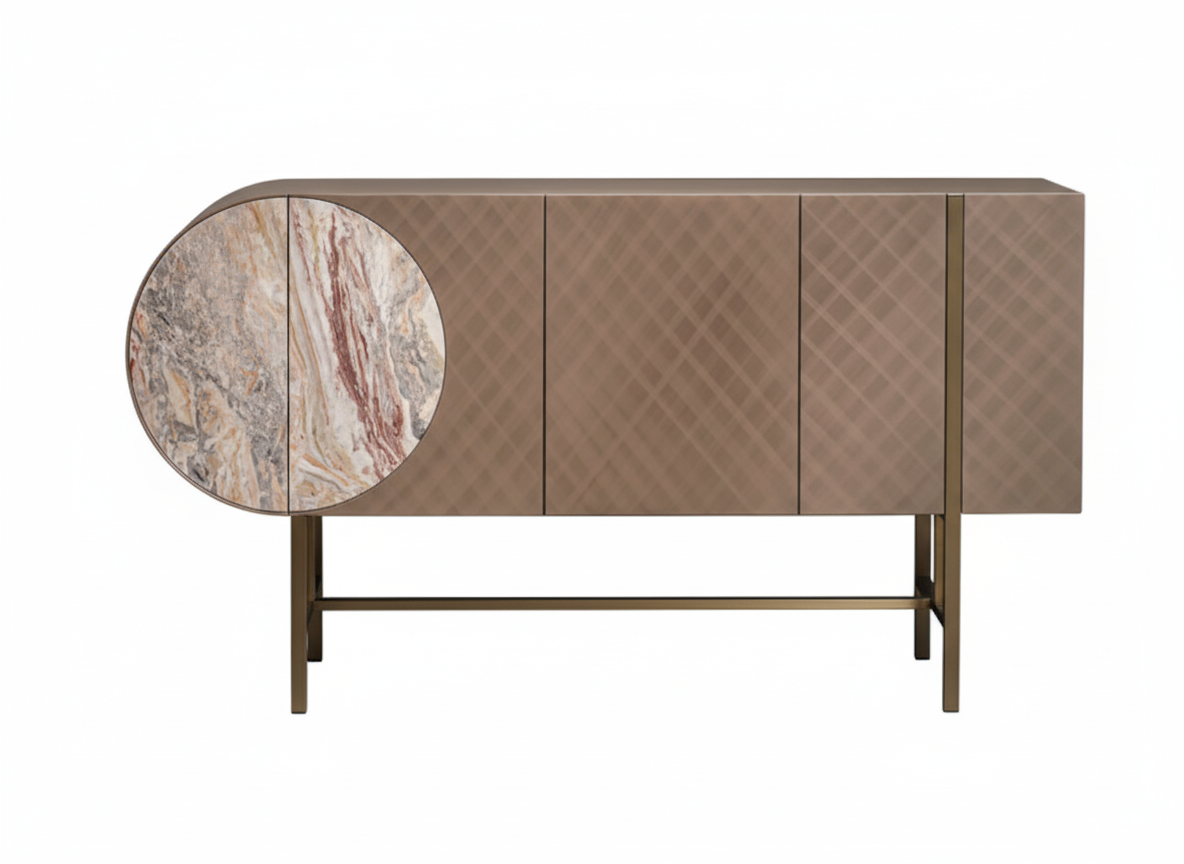 Art Deco Metallic Sideboard with Stainless Steel Base