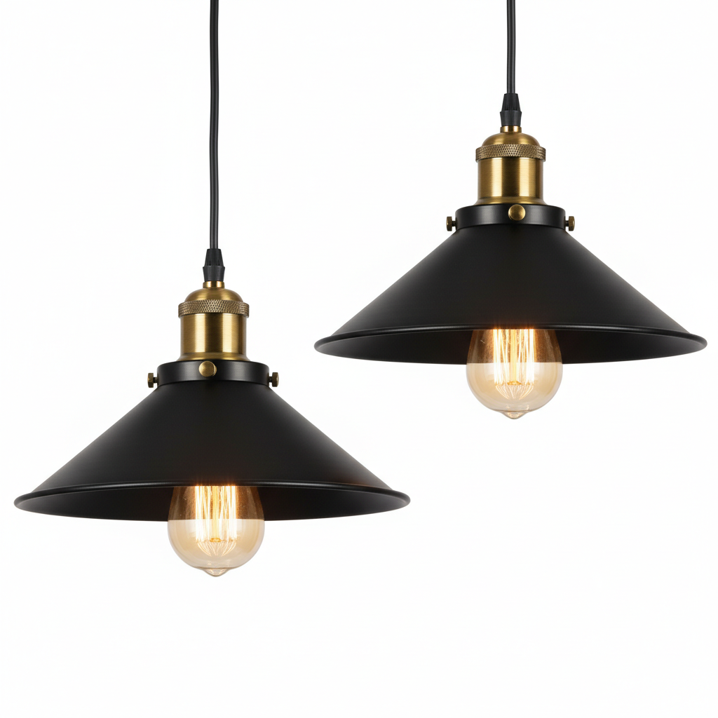 Set of Two Edison Loft Vintage Pendant Lights