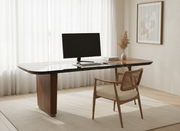 Artisan Crafted Walnut and Marble Office Desk