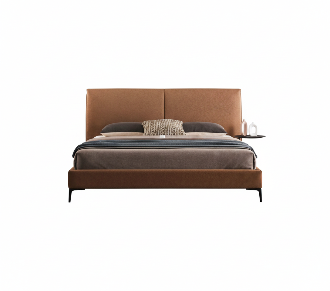 The Berlin Caramel Faux Leather King Bed