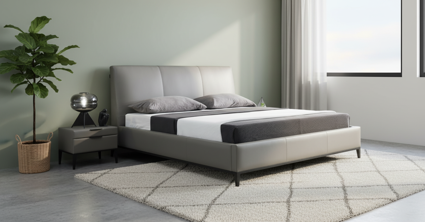 Melbourne Grey Leather King Bed