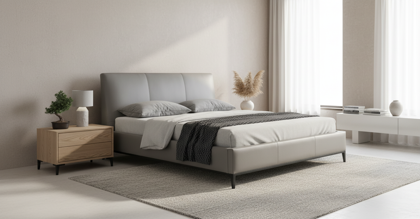 Melbourne Grey Leather King Bed