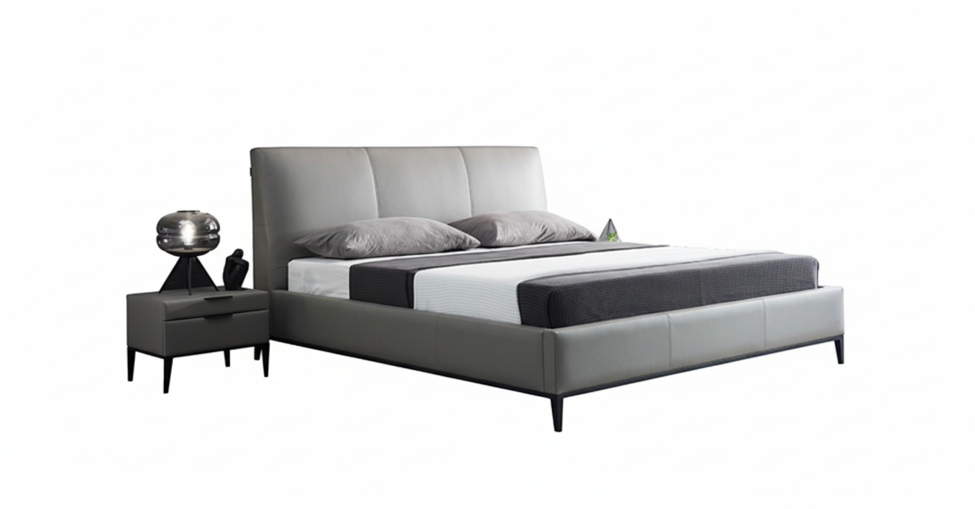 Melbourne Grey Leather King Bed