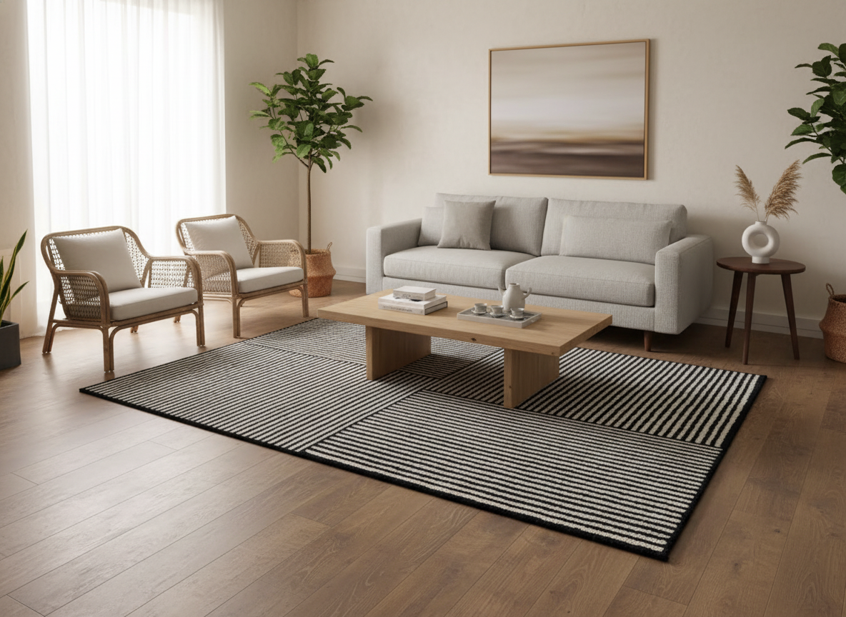 Monochrome Linear Block Rug