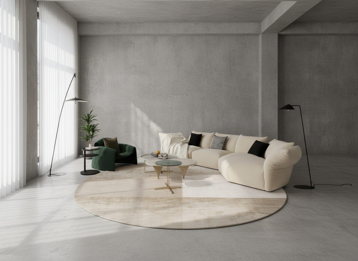 Earth-Tone Abstract Bamboo Silk Area Rug